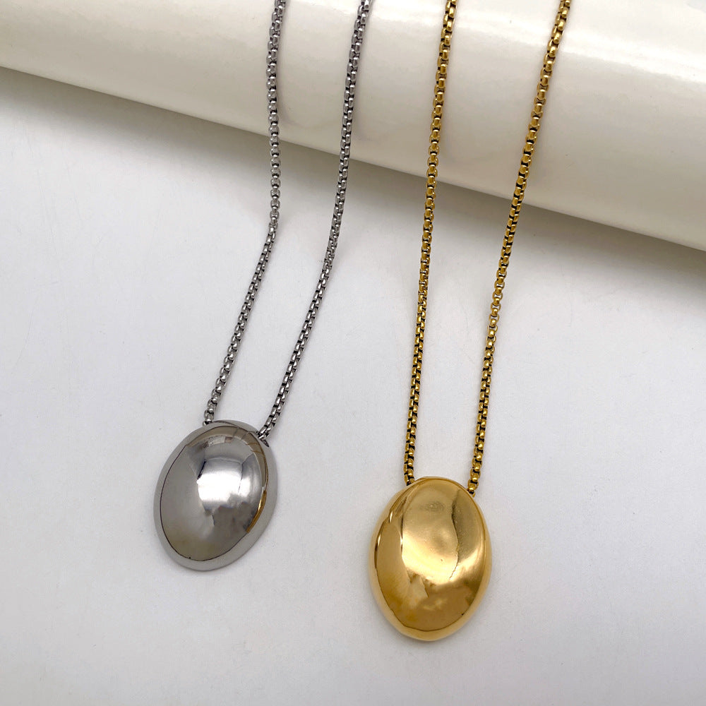 Article tendance style européen/américain – Best-seller international Collier long et épuré haut de gamme pour femme avec pendentif ovale – Vente en gros de bijoux de Qingdao