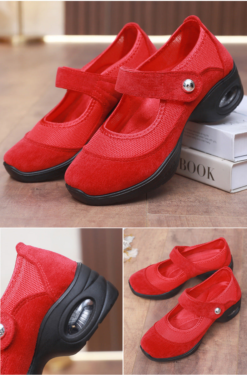 Dancing Shoes Women's Comfortable Soft Sole Square Dancing Women's Shoes Mesh Shoes for Moms Old Beijing Cloth Shoes Thick Sole Work Shoes