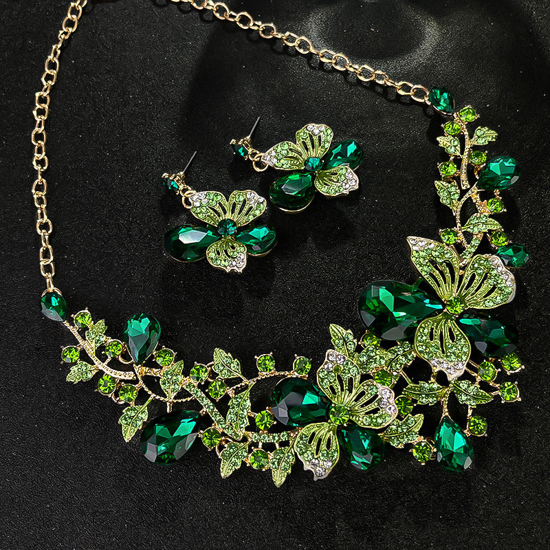 Parure de collier rétro audacieux (style international) pour femme : luxe, cristaux et élégance pour soirées et banquets – Vente directe d'usine