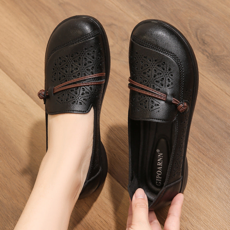 Chaussures pour femmes d'âge mûr et seniors (nouveauté 2026) : semelles souples, cuir confortable et antidérapant, idéales pour le printemps et l'automne