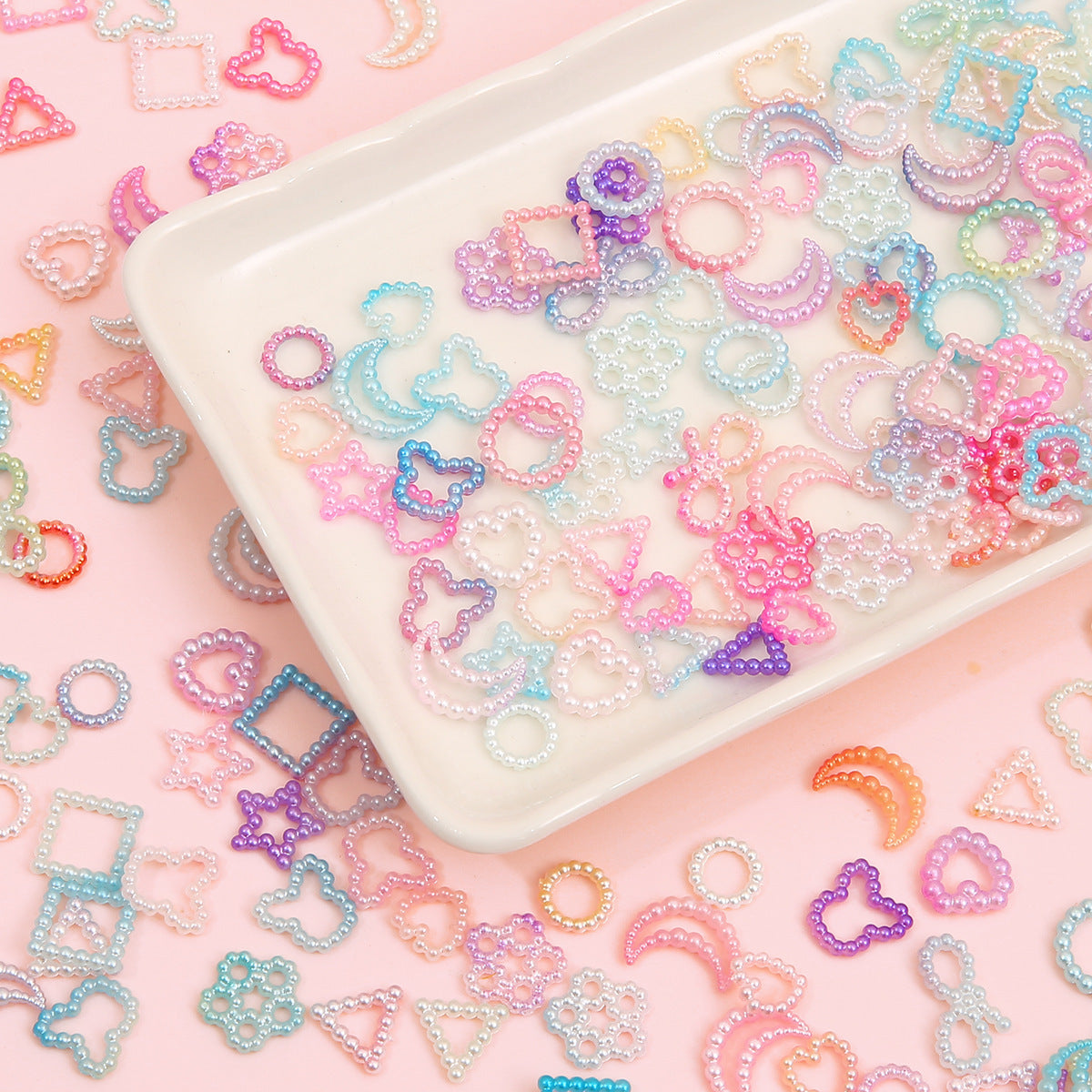 ABS love five-pointed star bow pearl patch nail accessories handmade diy cartoon phone shell jewelry material