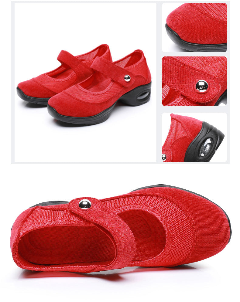 Dancing Shoes Women's Comfortable Soft Sole Square Dancing Women's Shoes Mesh Shoes for Moms Old Beijing Cloth Shoes Thick Sole Work Shoes