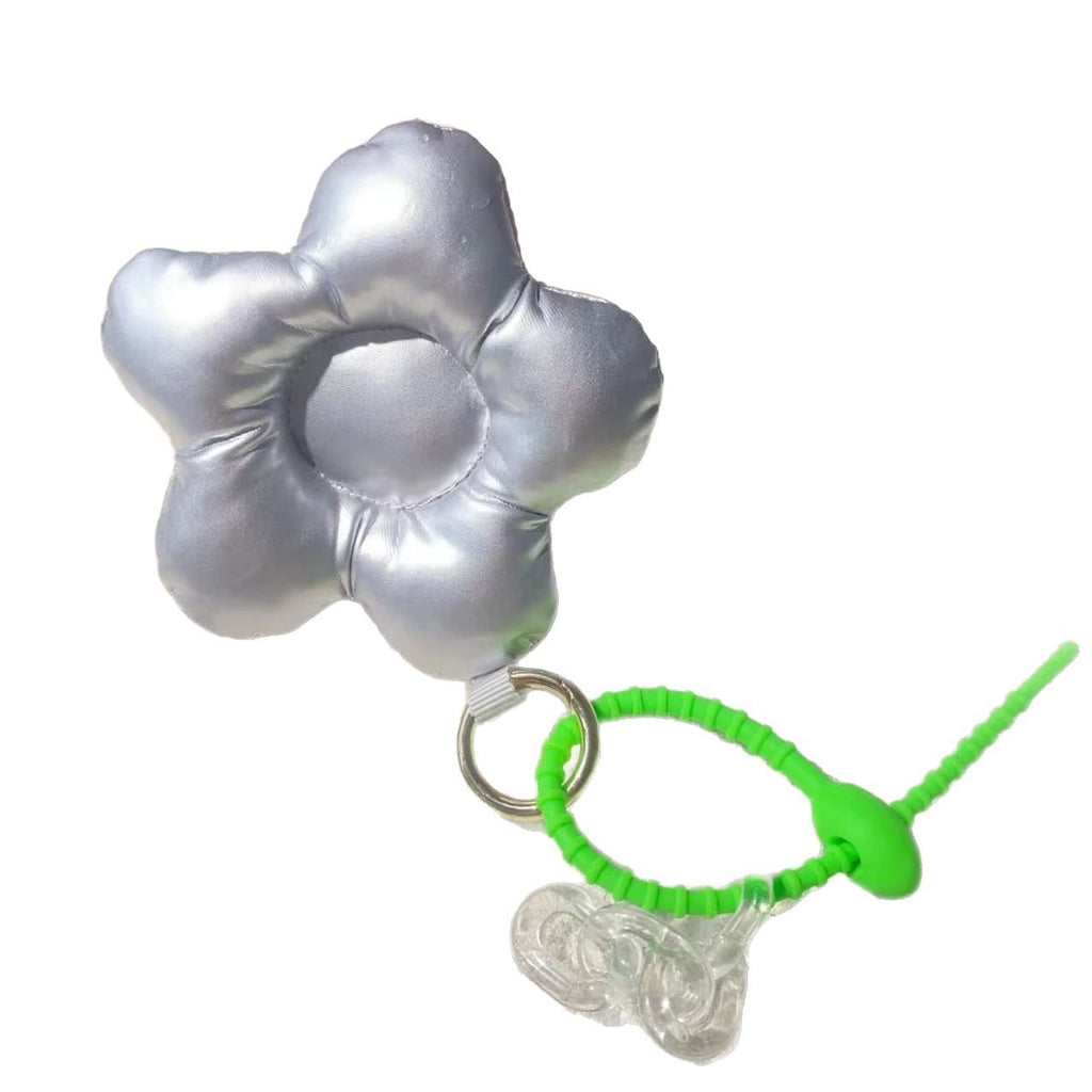 Creative Leather Gloss Cotton Flower Pendant Phone Case Accessories Fun Keychain Girl Decoration Bag Hanging