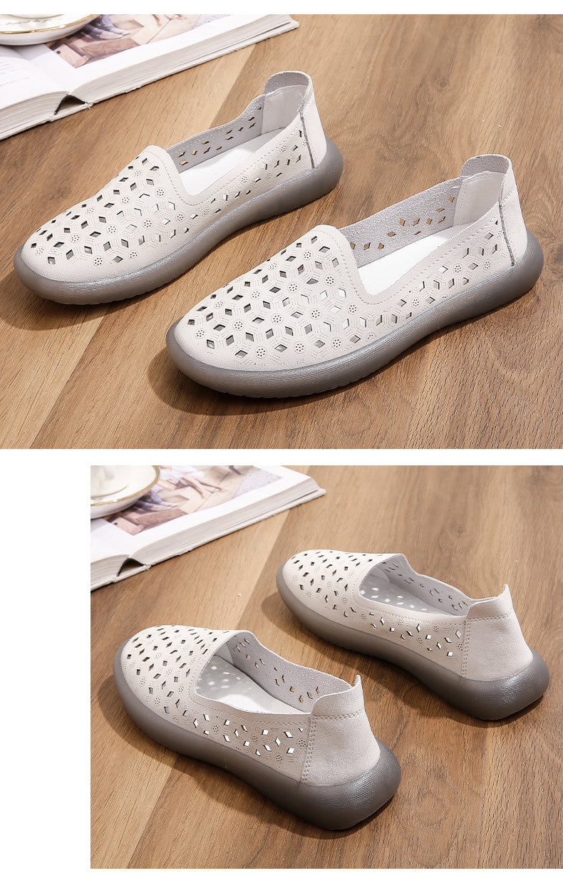 Chaussures pour femmes d'âge mûr et seniors : cuir respirant pour l'été, semelles souples anti-fatigue, incluant sandales et sabots antidérapants