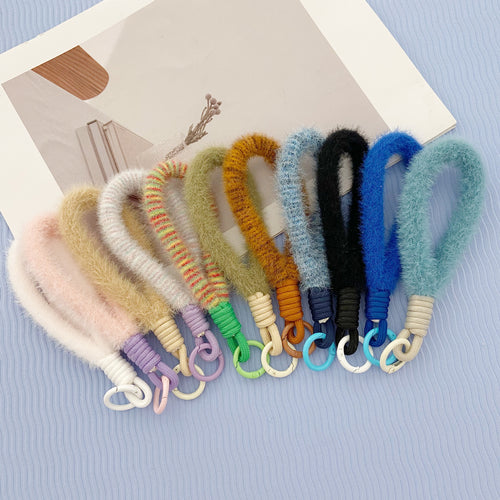 2024 New Stuffed Mobile Phone Lanyard Wrist Strap Multi-Color Short Imitation Mink Mobile Phone Case Lanyard Mobile Phone Chain