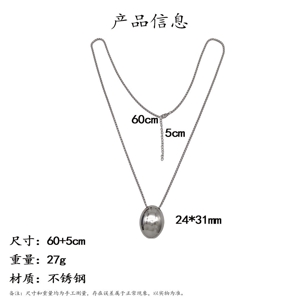 Article tendance style européen/américain – Best-seller international Collier long et épuré haut de gamme pour femme avec pendentif ovale – Vente en gros de bijoux de Qingdao