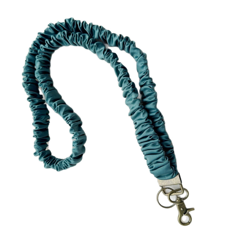 Long Mobile Phone Lanyard with a Neck-Hanging Design, Handmade Sturdy Pleated Fabric Phone Strap with Metal Buckle and Elastic Decorative Chain