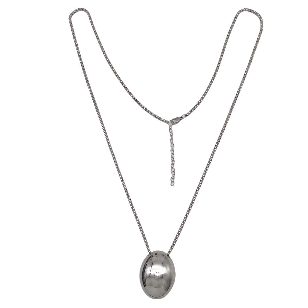 Article tendance style européen/américain – Best-seller international Collier long et épuré haut de gamme pour femme avec pendentif ovale – Vente en gros de bijoux de Qingdao