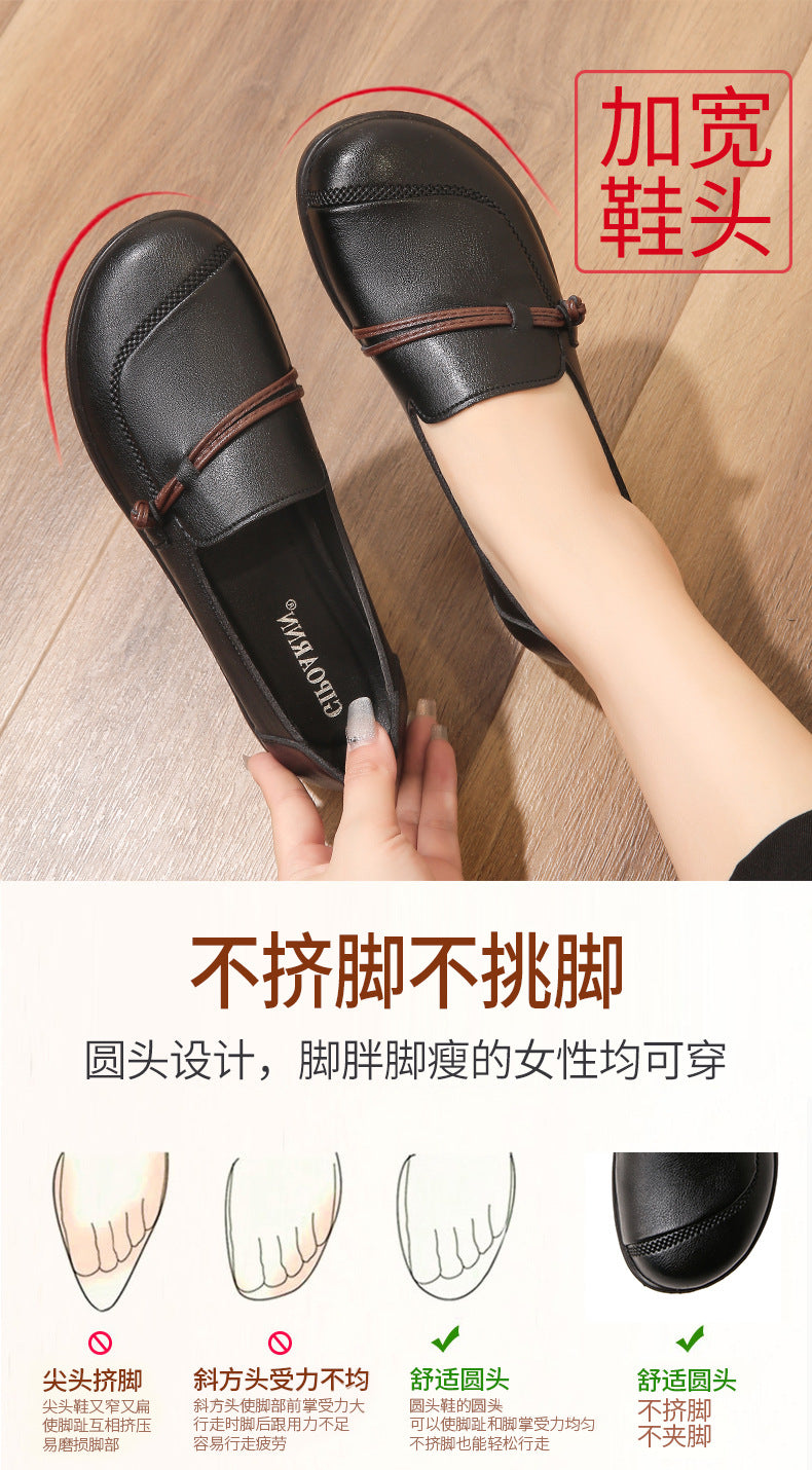 Chaussures pour femmes d'âge mûr et seniors (nouveauté 2026) : semelles souples, cuir confortable et antidérapant, idéales pour le printemps et l'automne