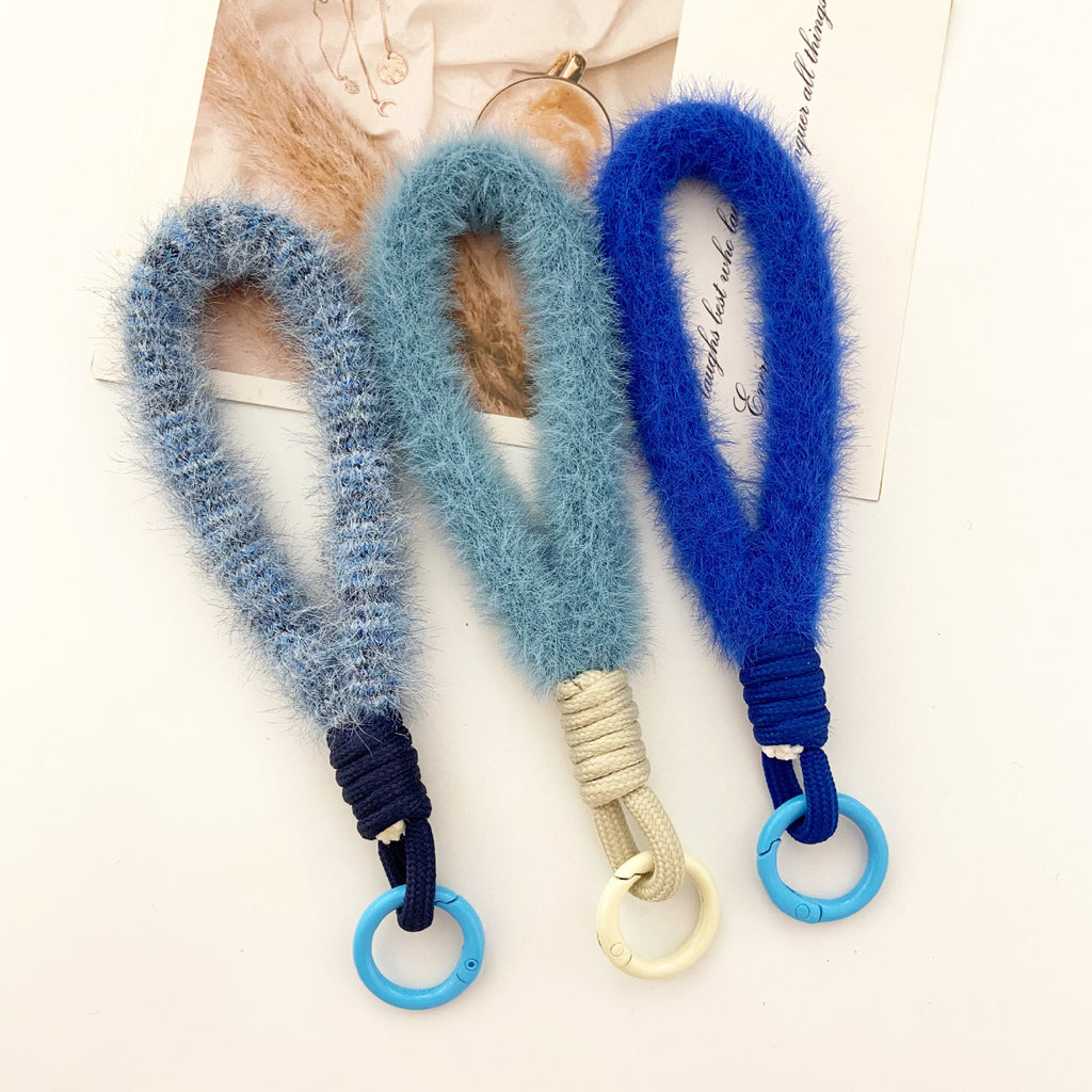 2024 New Stuffed Mobile Phone Lanyard Wrist Strap Multi-Color Short Imitation Mink Mobile Phone Case Lanyard Mobile Phone Chain