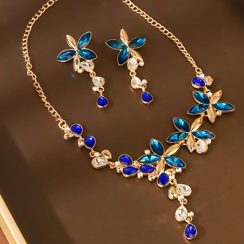 Parure de collier rétro audacieux (style international) pour femme : luxe, cristaux et élégance pour soirées et banquets – Vente directe d'usine