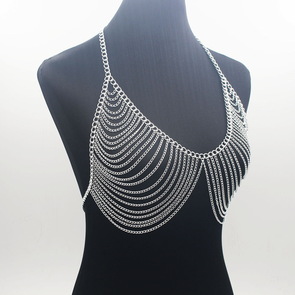 Chaîne de corps tendance pour femme – Design multicouche en aluminium – Accessoire pour bikini et tenue d'été