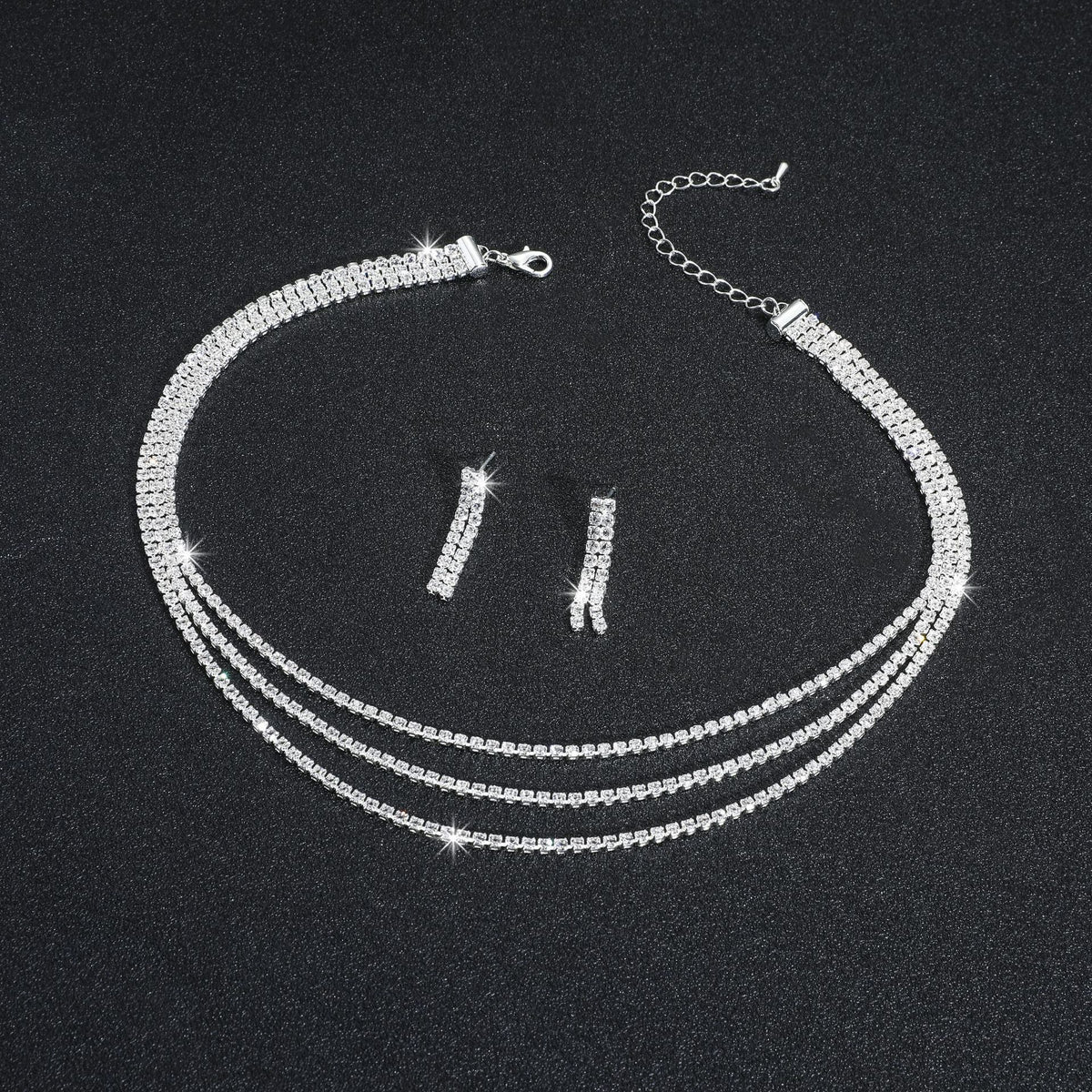 Europe and the United States cross-border hot diamond sparkling necklace earrings two-piece wedding dress accessories fashion jewelry suit