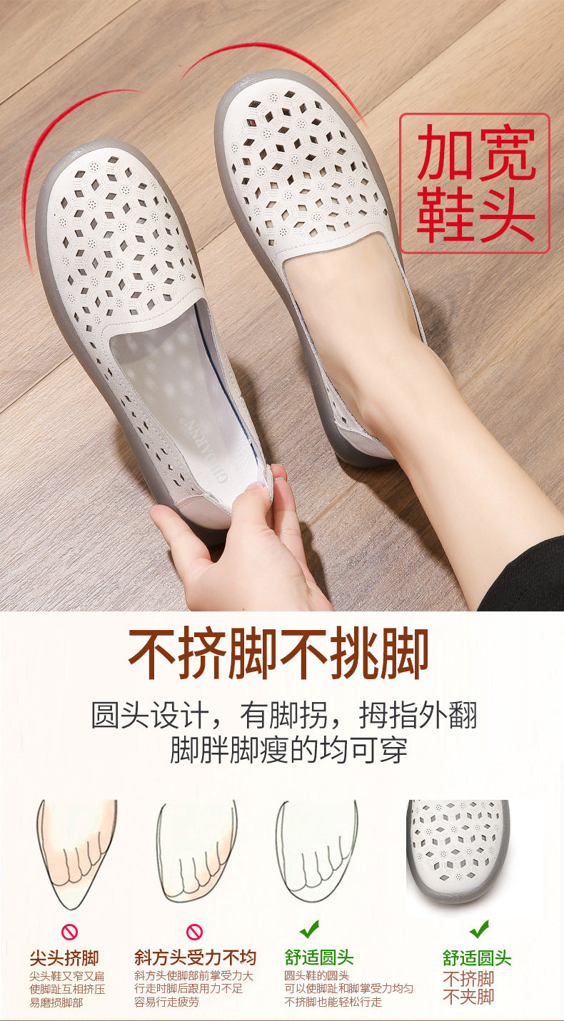 Chaussures pour femmes d'âge mûr et seniors : cuir respirant pour l'été, semelles souples anti-fatigue, incluant sandales et sabots antidérapants