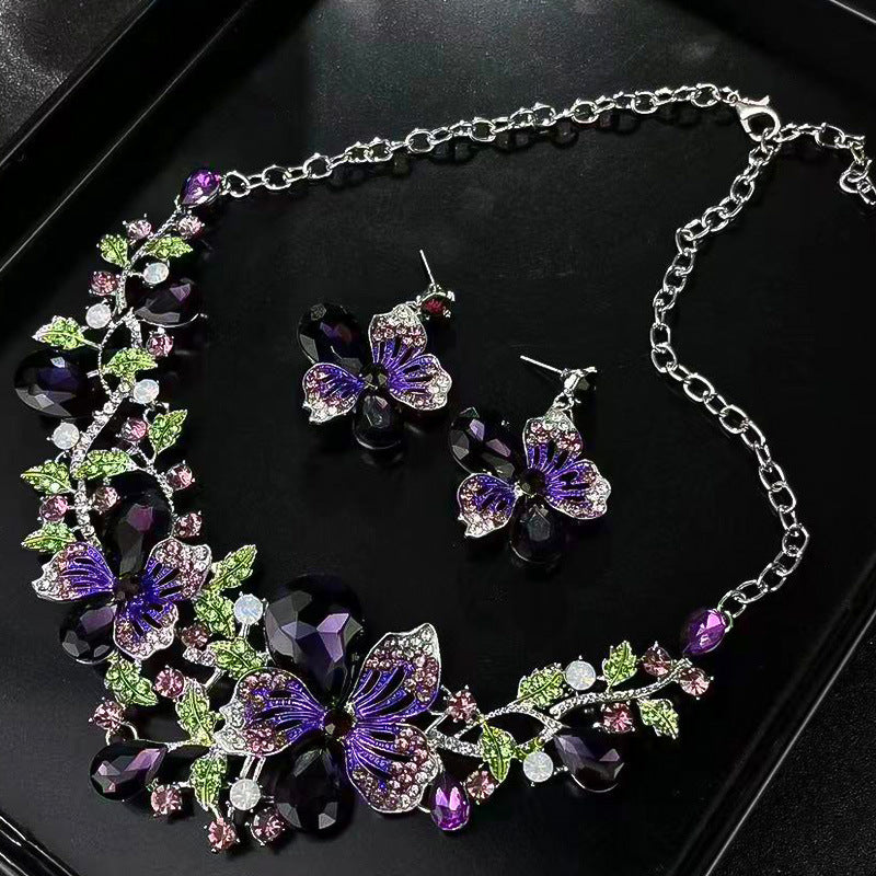 Parure de collier rétro audacieux (style international) pour femme : luxe, cristaux et élégance pour soirées et banquets – Vente directe d'usine