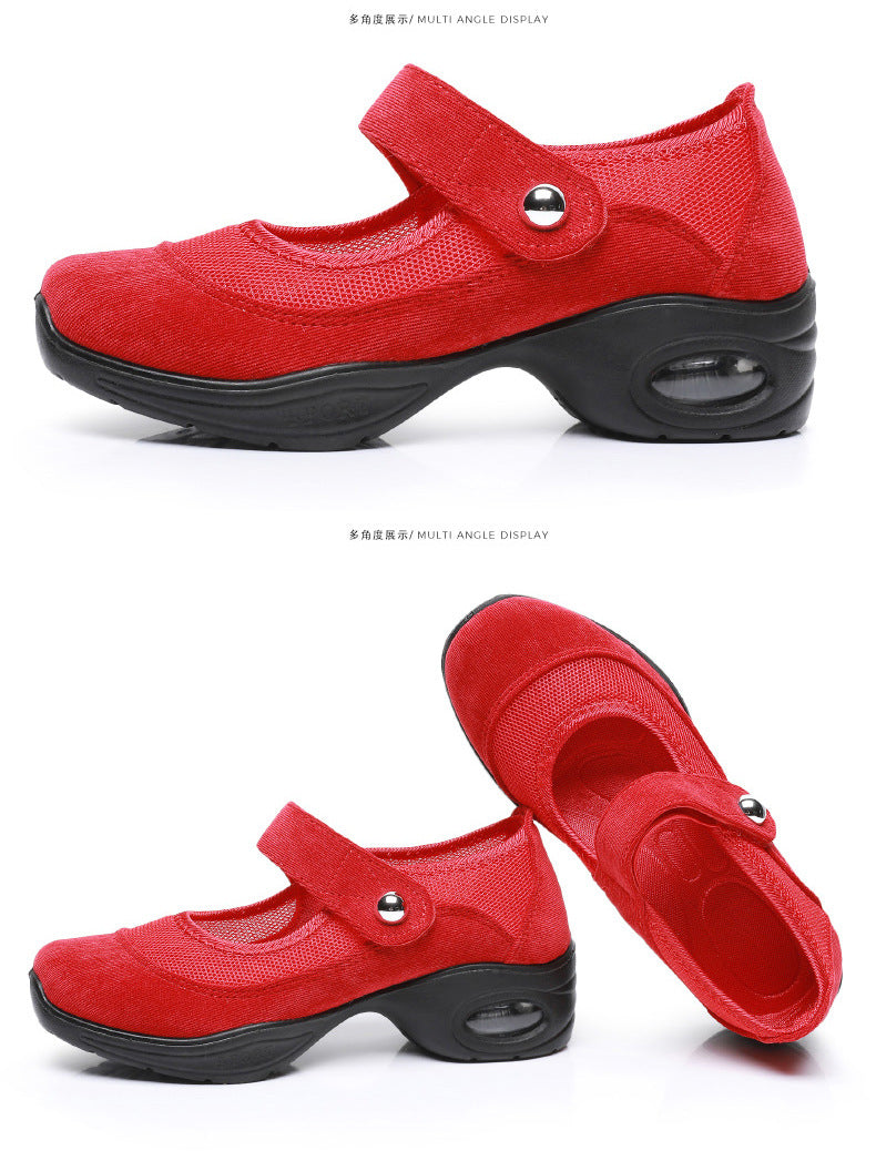 Dancing Shoes Women's Comfortable Soft Sole Square Dancing Women's Shoes Mesh Shoes for Moms Old Beijing Cloth Shoes Thick Sole Work Shoes