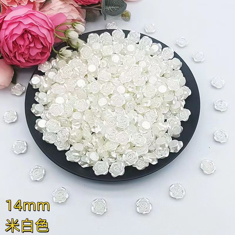 14mm happiness flower material diy handmade beaded abs simulation beads rose petals perforated mobile phone accessories