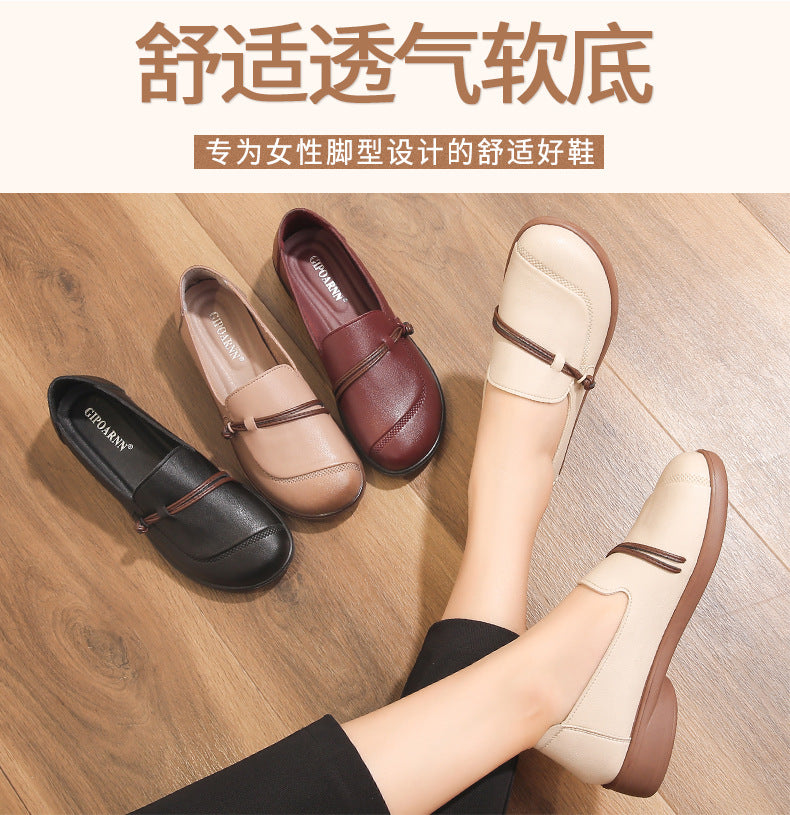 Chaussures pour femmes d'âge mûr et seniors (nouveauté 2026) : semelles souples, cuir confortable et antidérapant, idéales pour le printemps et l'automne