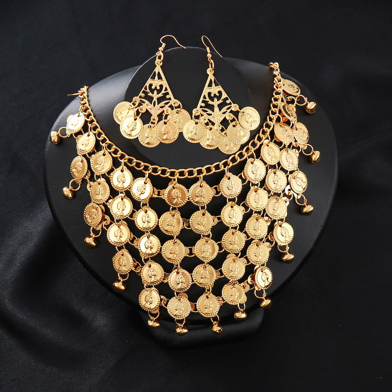 Chaîne de taille bohème avec pendentifs clochettes – Ceinture rétro style ethnique avec portrait – Accessoire vintage original et polyvalent