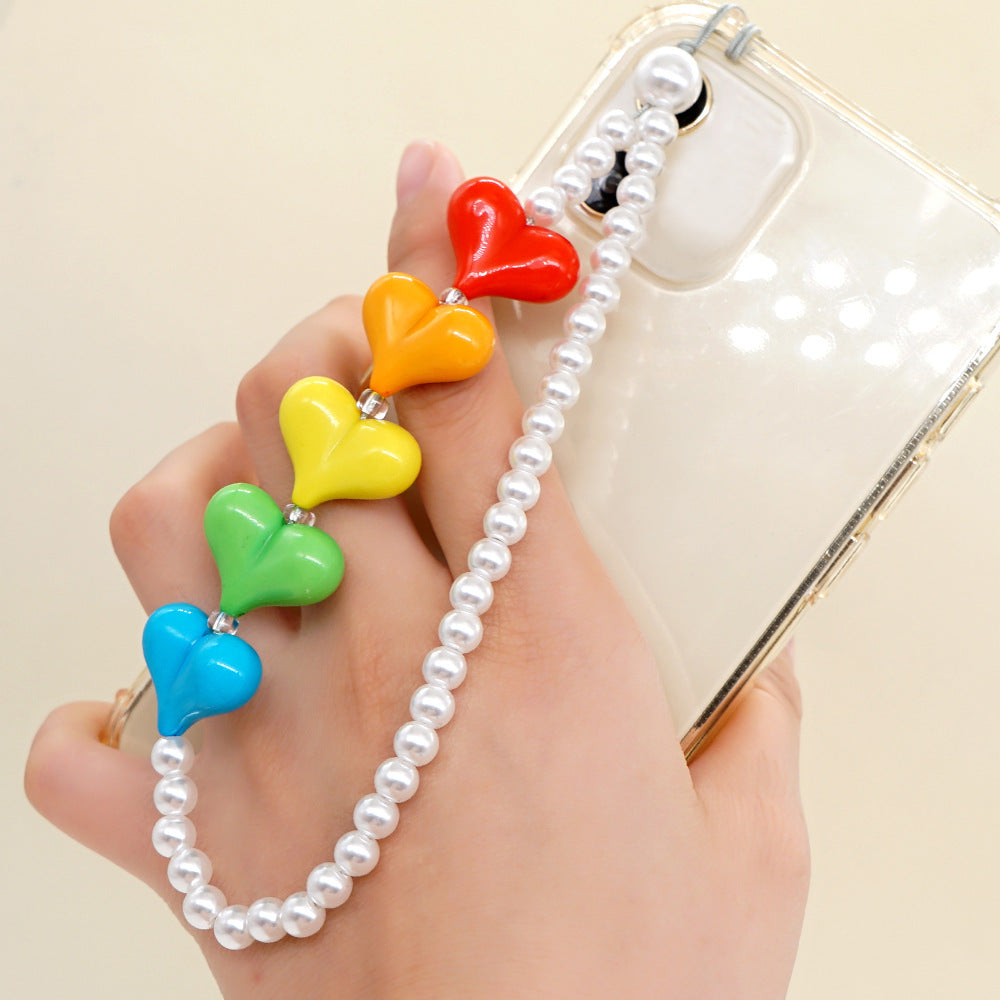 Handmade pearl beaded mobile phone chain mobile phone case lanyard pendant wrist pendant diy accessories