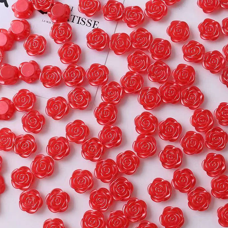 14mm happiness flower material diy handmade beaded abs simulation beads rose petals perforated mobile phone accessories