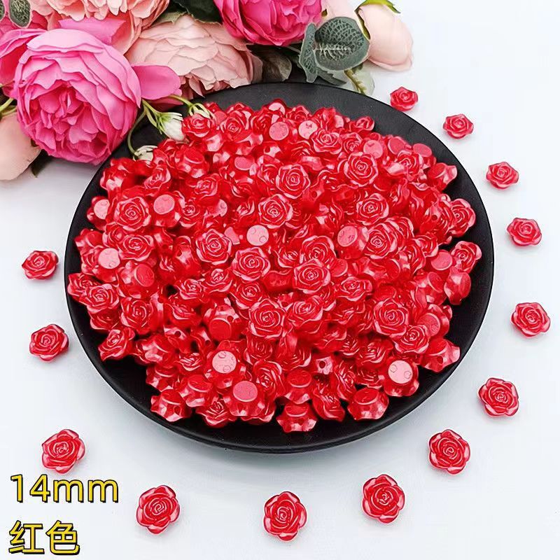 14mm happiness flower material diy handmade beaded abs simulation beads rose petals perforated mobile phone accessories