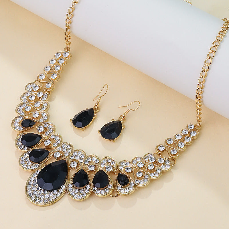 Parure de collier rétro audacieux (style international) pour femme : luxe, cristaux et élégance pour soirées et banquets – Vente directe d'usine