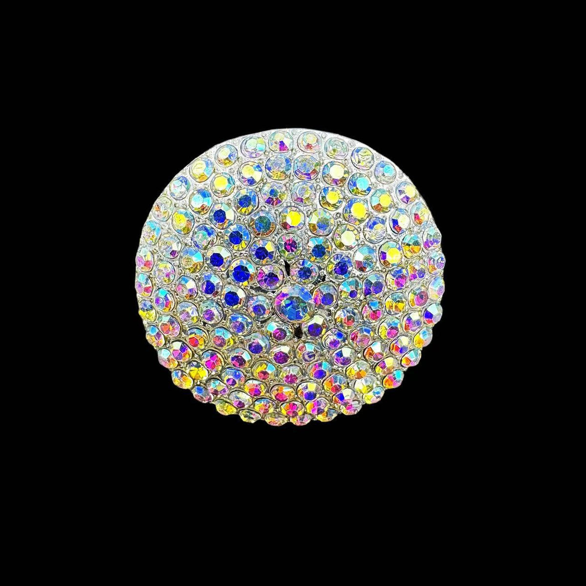 Bague tendance haut de gamme – Anneau géométrique rond avec effet irisé (couleur AB) et strass – Accessoire polyvalent et original