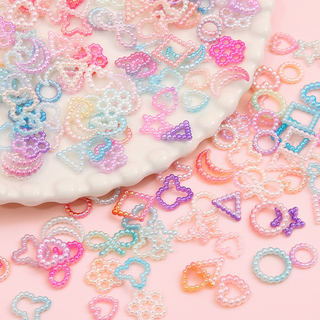 ABS love five-pointed star bow pearl patch nail accessories handmade diy cartoon phone shell jewelry material