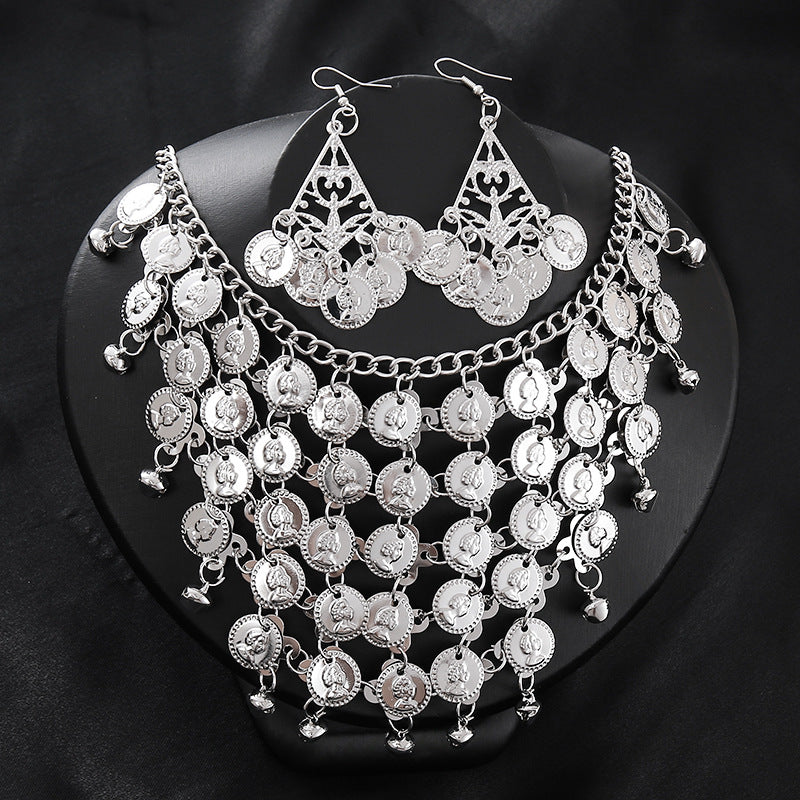Chaîne de taille bohème avec pendentifs clochettes – Ceinture rétro style ethnique avec portrait – Accessoire vintage original et polyvalent