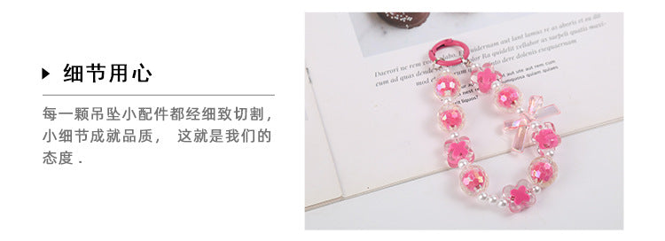 Japanese and Korean Ins Style Handmade Beaded Macaron Colorful Beads Mobile Phone Lanyard Flower Mobile Phone Chain Wrist Rope Wholesale