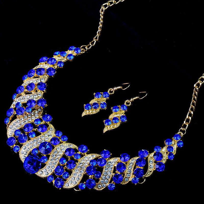 Parure de collier rétro audacieux (style international) pour femme : luxe, cristaux et élégance pour soirées et banquets – Vente directe d'usine