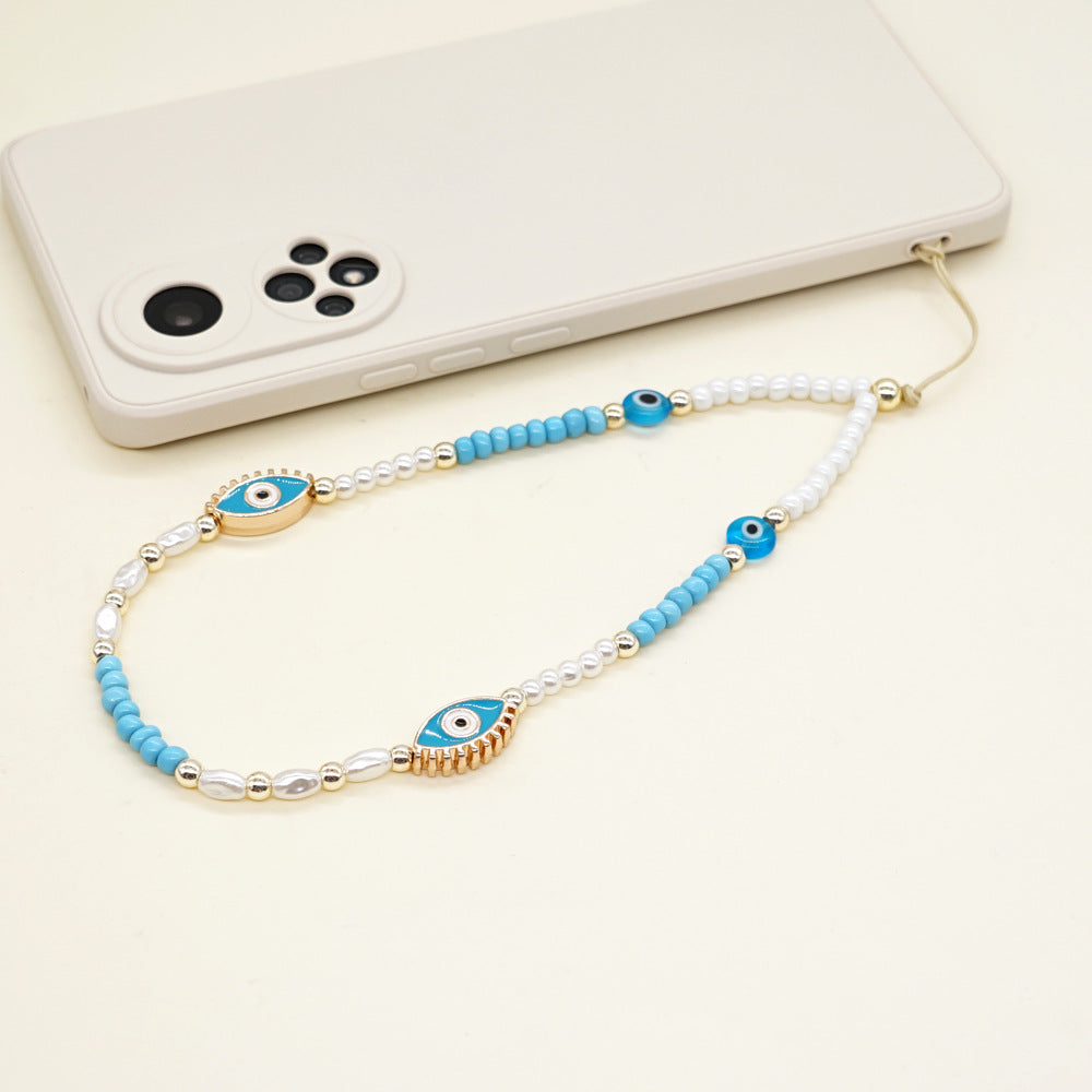 Handmade pearl beaded mobile phone chain mobile phone case lanyard pendant wrist pendant diy accessories