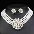Cross-border Jewelry suit Women's Multi-row Pearl Necklace Earrings Three-piece Bridal Wedding Dress Accessories All-match Factory