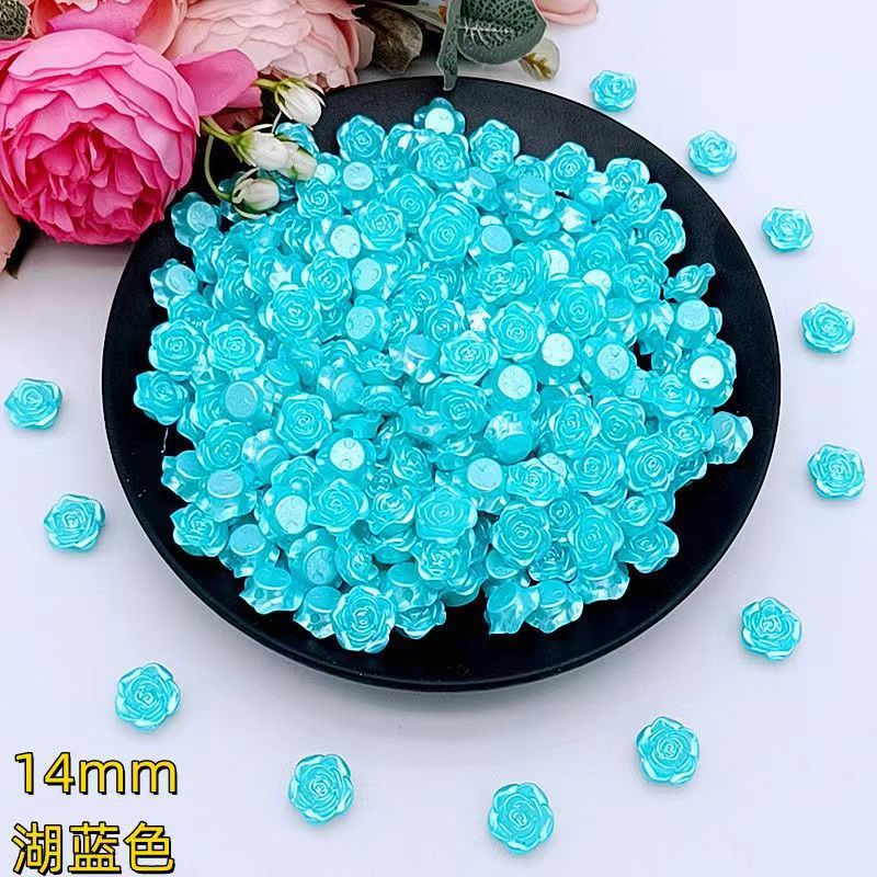 14mm happiness flower material diy handmade beaded abs simulation beads rose petals perforated mobile phone accessories