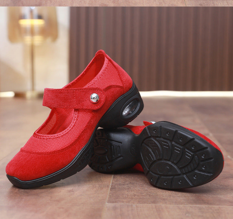 Dancing Shoes Women's Comfortable Soft Sole Square Dancing Women's Shoes Mesh Shoes for Moms Old Beijing Cloth Shoes Thick Sole Work Shoes