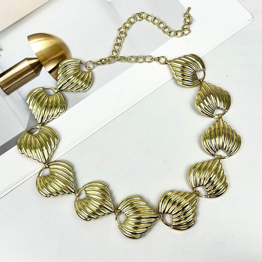 Amazon Cross-border Foreign Trade Jewelry Metal Shell Necklace Women Choker Niche Exaggerated Retro Light Luxury Clavicle Chain