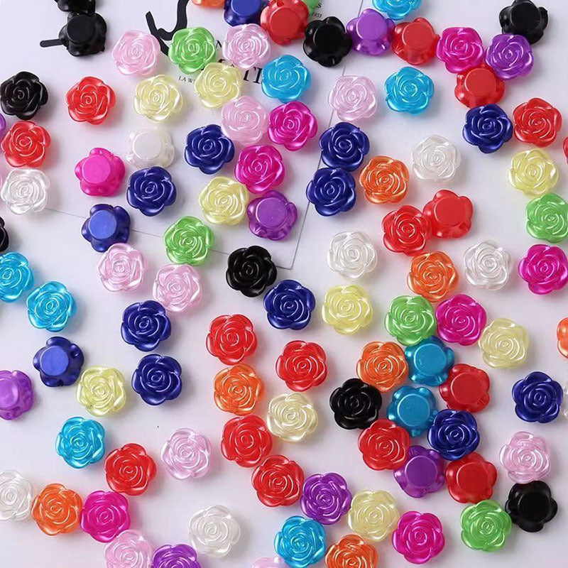 14mm happiness flower material diy handmade beaded abs simulation beads rose petals perforated mobile phone accessories