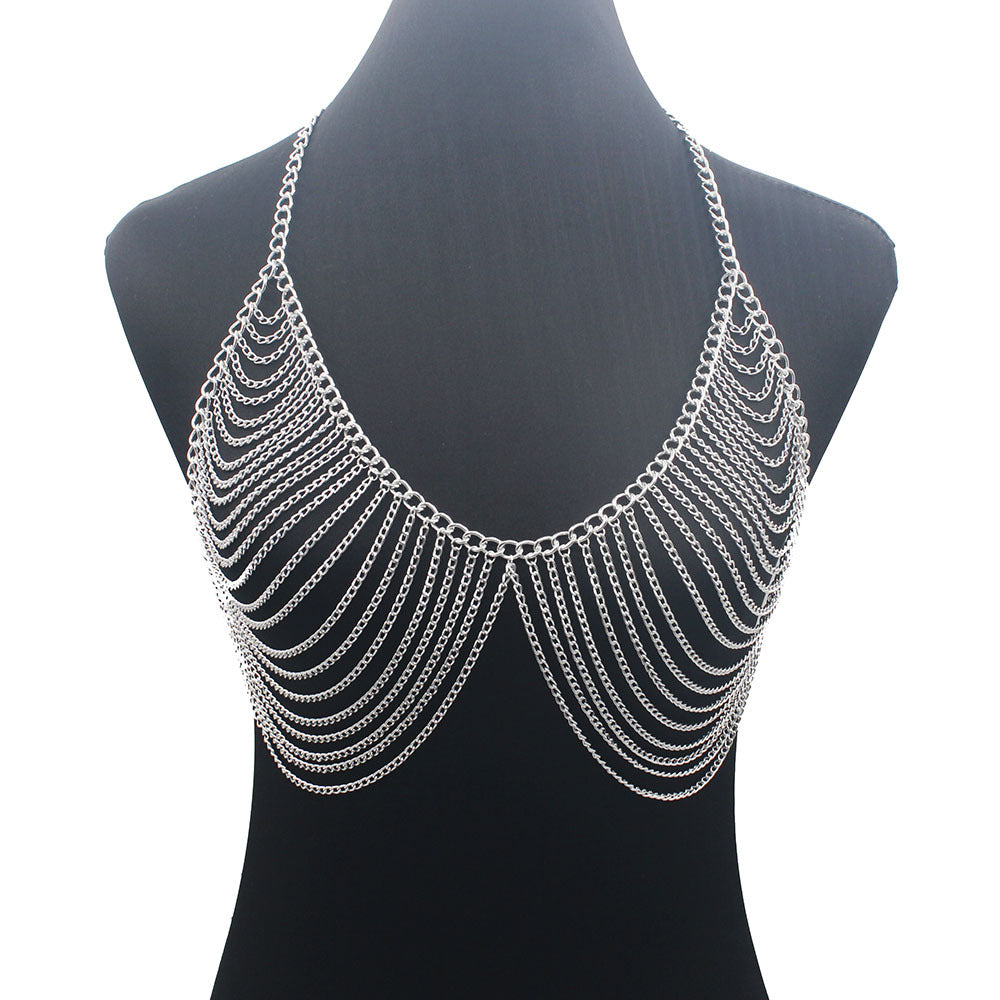 Chaîne de corps tendance pour femme – Design multicouche en aluminium – Accessoire pour bikini et tenue d'été