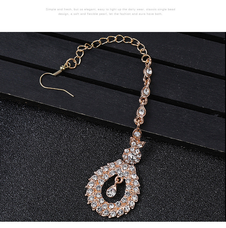 European and American Accessories Exaggerated Retro Necklace Set Women's Luxury Crystal Banquet Dress Accessories Clavicle Chain Three-Piece Set