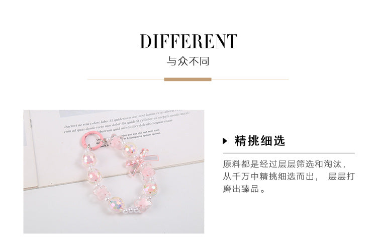 Japanese and Korean Ins Style Handmade Beaded Macaron Colorful Beads Mobile Phone Lanyard Flower Mobile Phone Chain Wrist Rope Wholesale