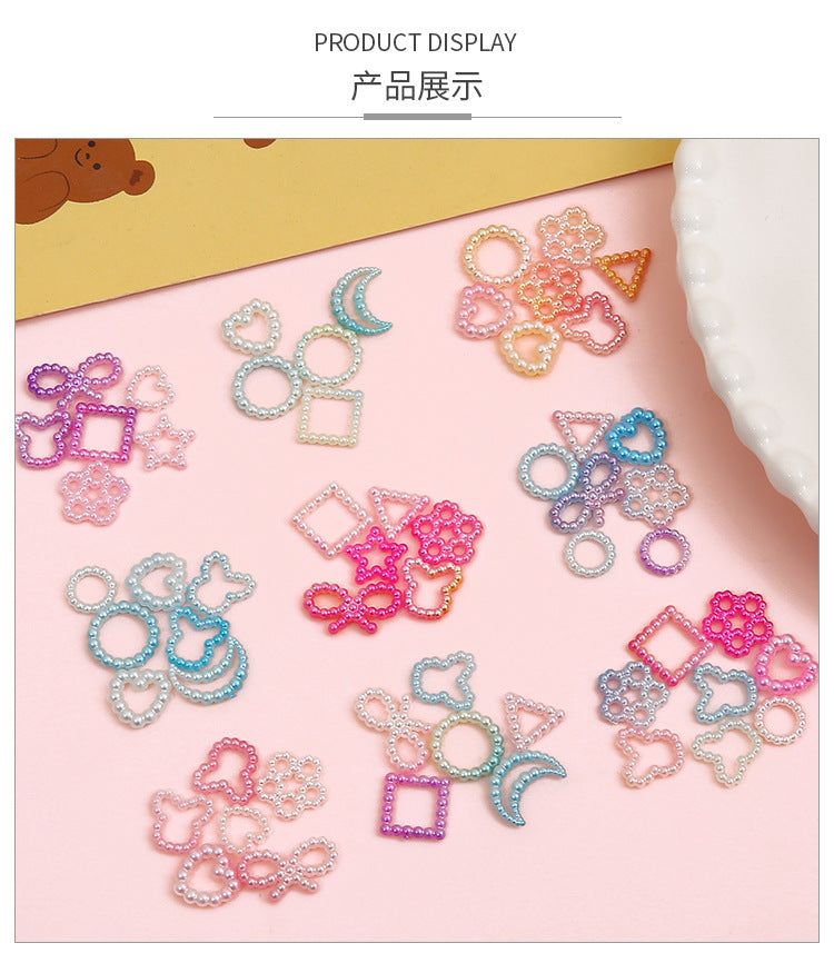 ABS love five-pointed star bow pearl patch nail accessories handmade diy cartoon phone shell jewelry material