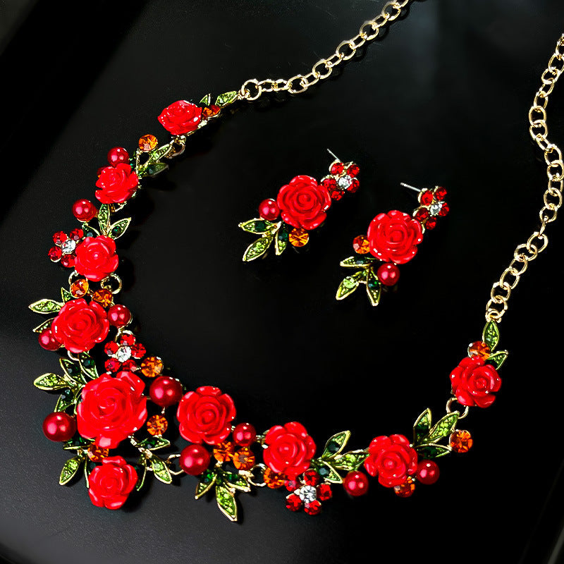 Parure de collier rétro audacieux (style international) pour femme : luxe, cristaux et élégance pour soirées et banquets – Vente directe d'usine