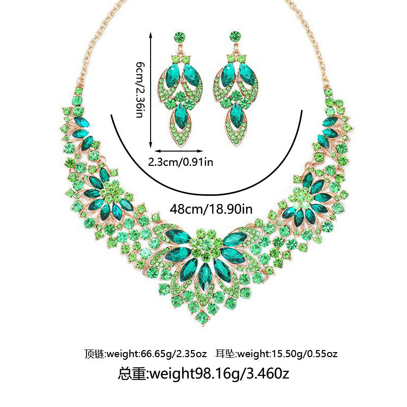 Parure de collier rétro audacieux (style international) pour femme : luxe, cristaux et élégance pour soirées et banquets – Vente directe d'usine