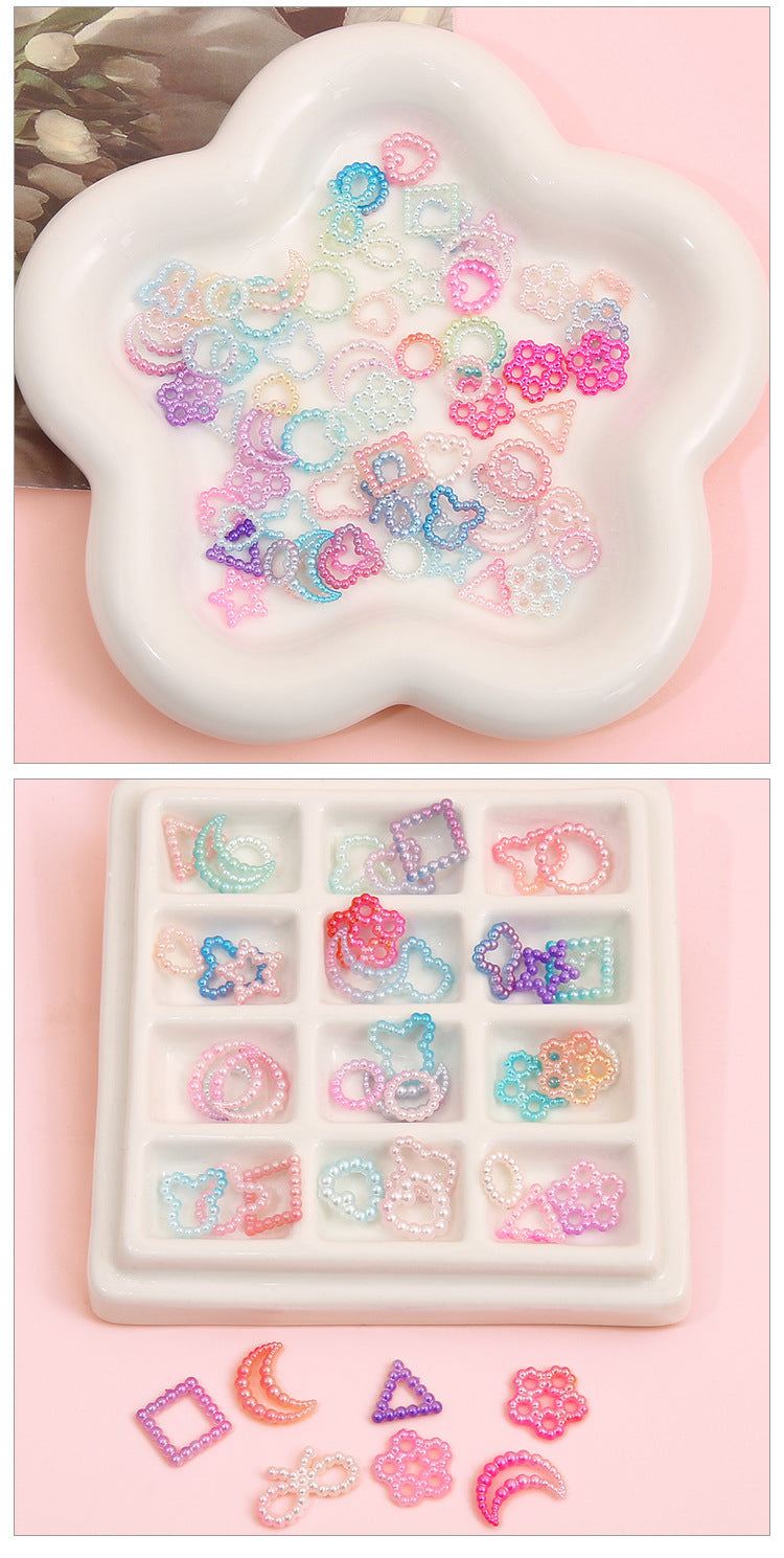 ABS love five-pointed star bow pearl patch nail accessories handmade diy cartoon phone shell jewelry material