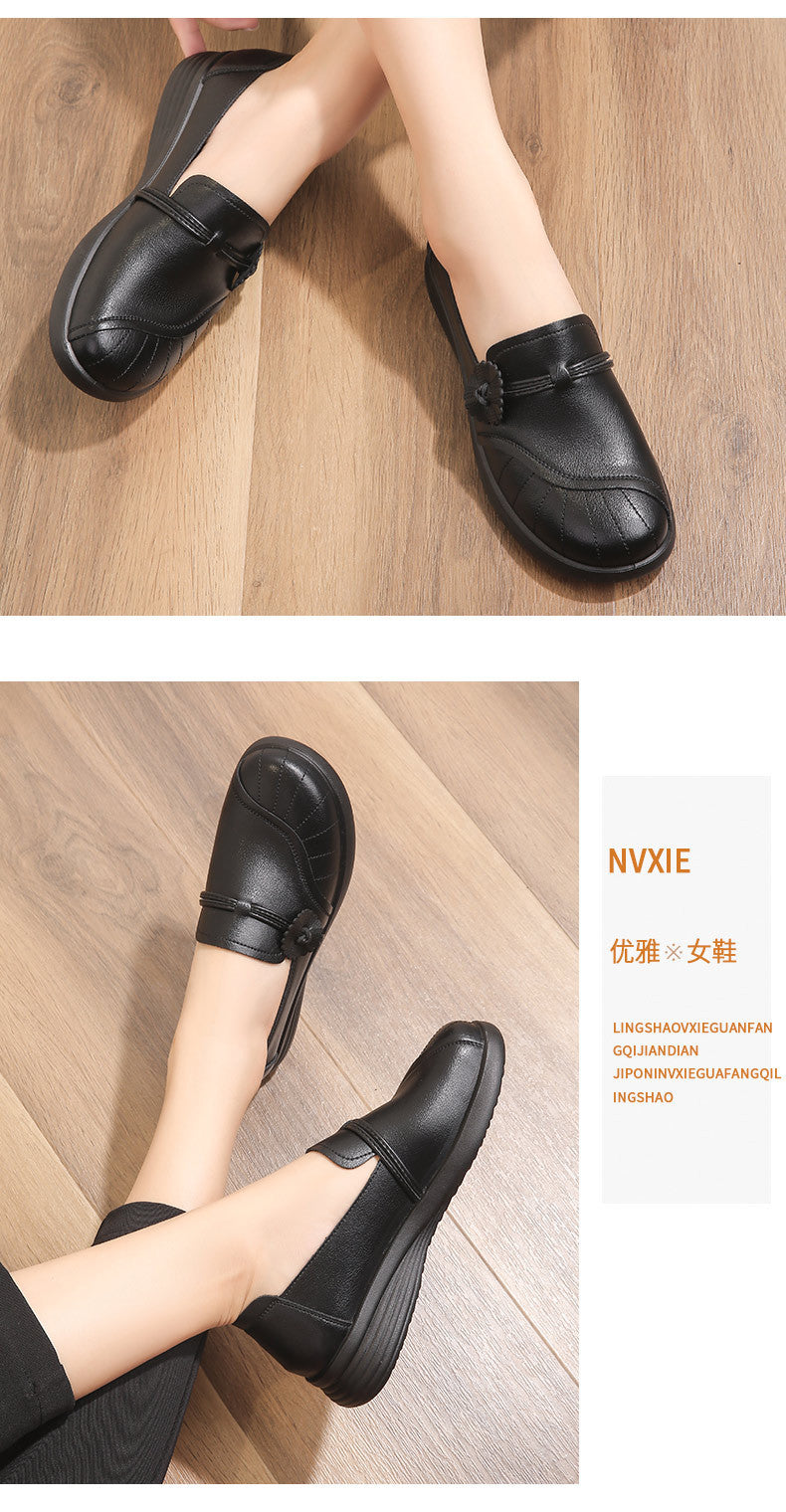 Chaussures en cuir souple pour femmes d'âge mûr et seniors (nouveauté 2026) : confortables, antidérapantes et souples, pour le printemps et l'automne