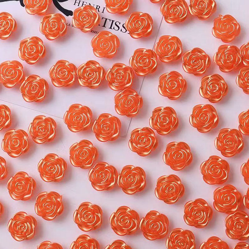 14mm happiness flower material diy handmade beaded abs simulation beads rose petals perforated mobile phone accessories