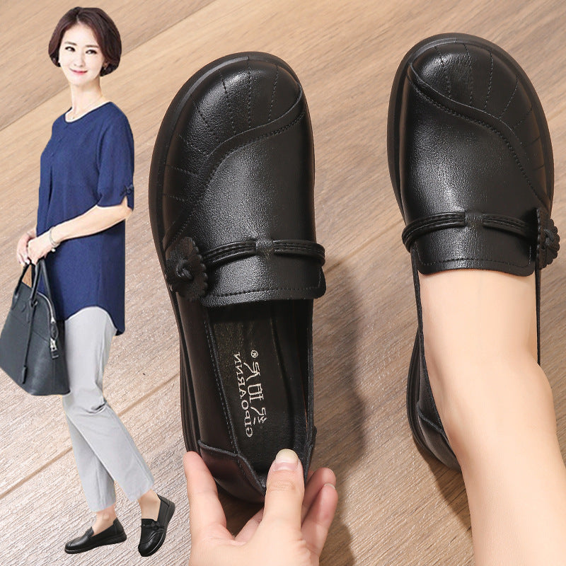 Chaussures en cuir souple pour femmes d'âge mûr et seniors (nouveauté 2026) : confortables, antidérapantes et souples, pour le printemps et l'automne