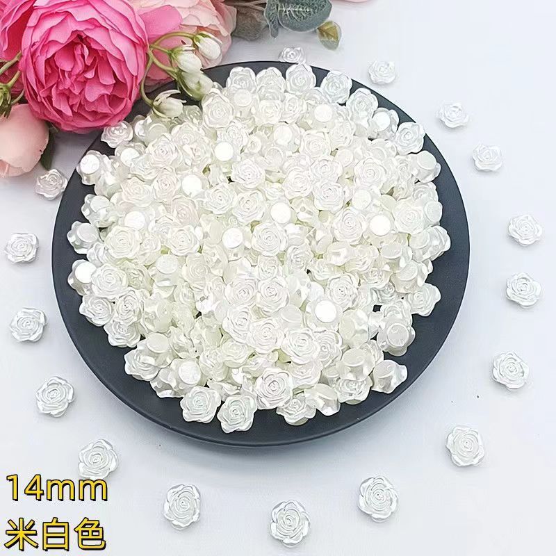 14mm happiness flower material diy handmade beaded abs simulation beads rose petals perforated mobile phone accessories