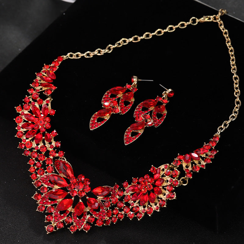 Parure de collier rétro audacieux (style international) pour femme : luxe, cristaux et élégance pour soirées et banquets – Vente directe d'usine